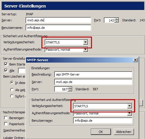 STARTTLS in Thunderbird STARTTLS in Thunderbird