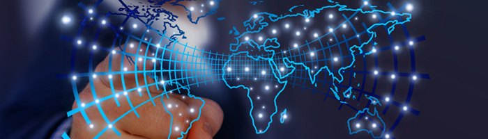 Weltkarte mit Datenknoten Weltkarte mit Datenknoten